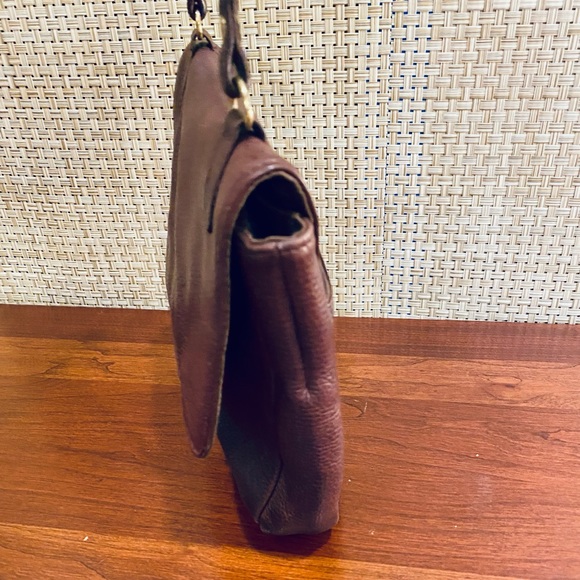 VTG 1990s Fossil Small Brown Pebbled Leather Messenger Bag - Picture 12 of 16